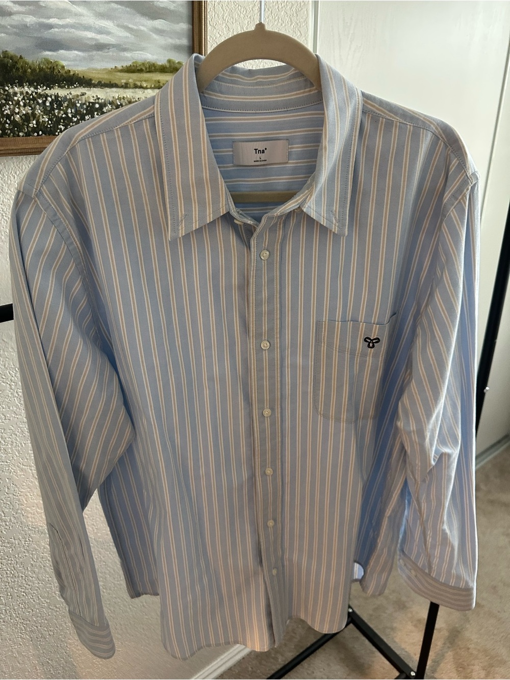 Tna™ Women’s Light Blue Striped Button-Up Shirt